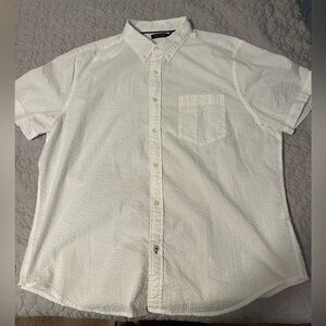 Nautica White Short-Sleeve Textured Button-Down Shirt